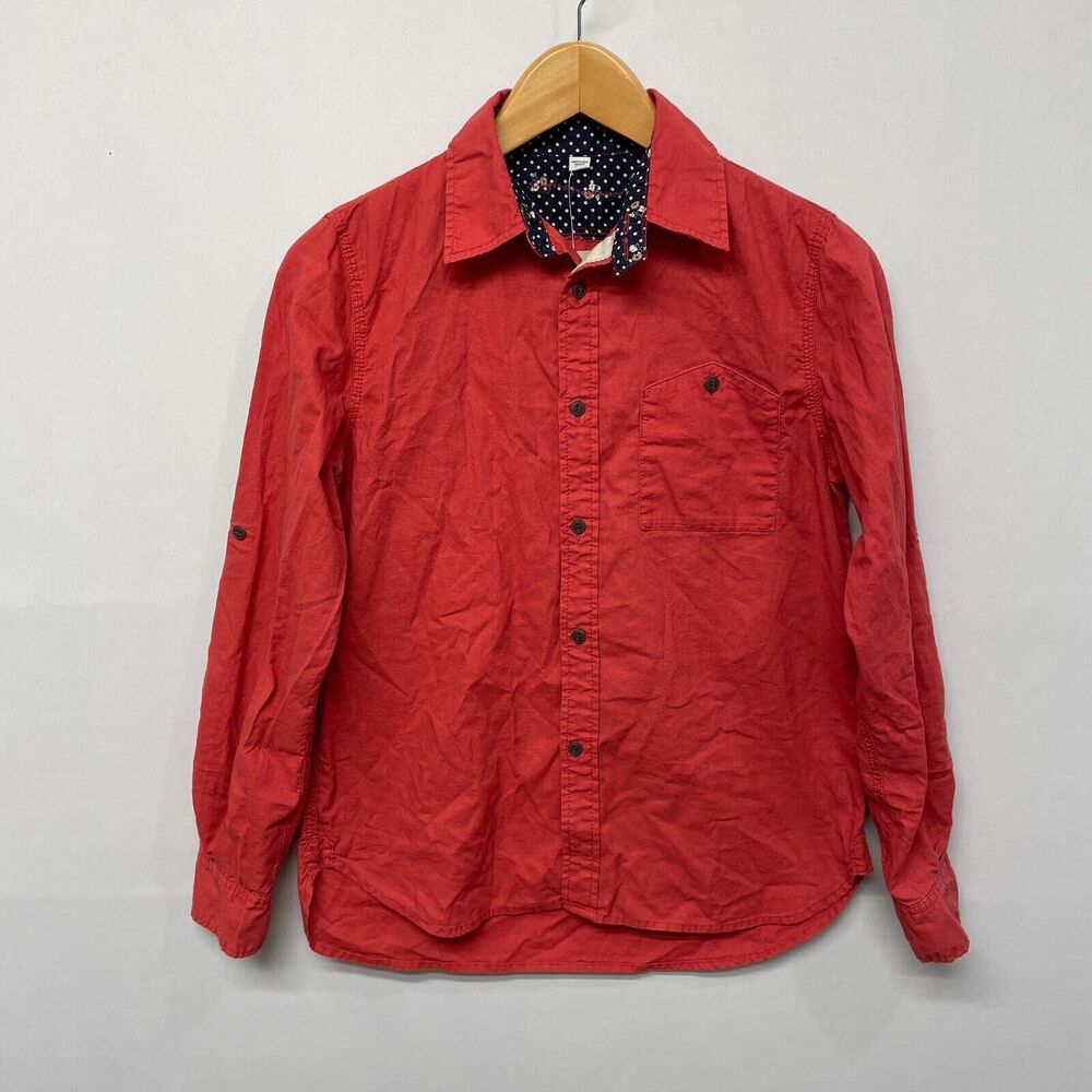 NWT Anthropologie Women Long Sleeve Button Shirt Blouse Top Size 2 Red  B354 -25